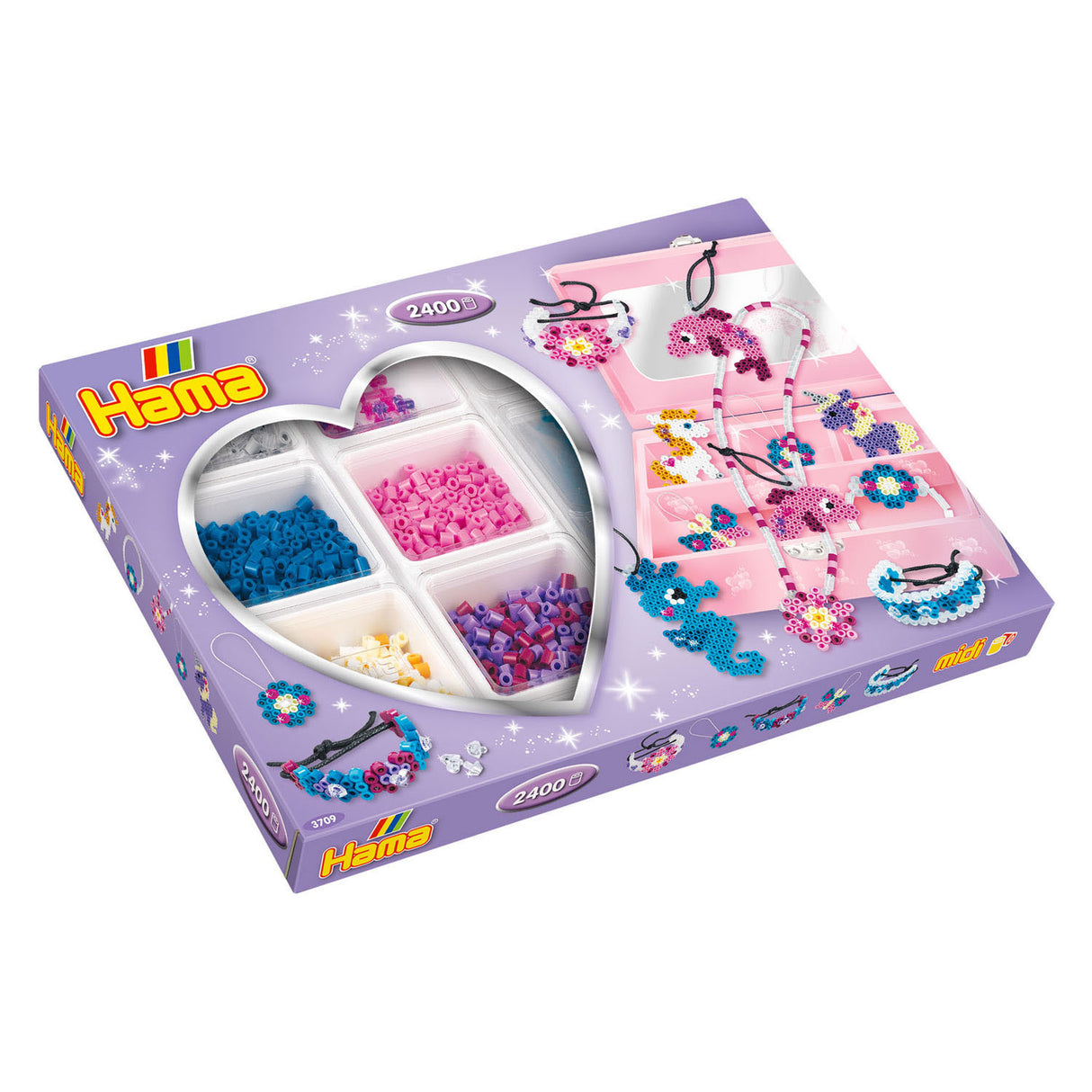 Hama Bügeln Perlen -Set Schmuck machen lila, 2400st.