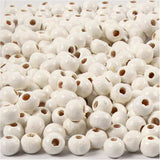 Creativ Company Wooden Beads, D 5 mm, velikost díry 1,5 mm, cca. 150 kusů, bílá, 6 g 1 krabice