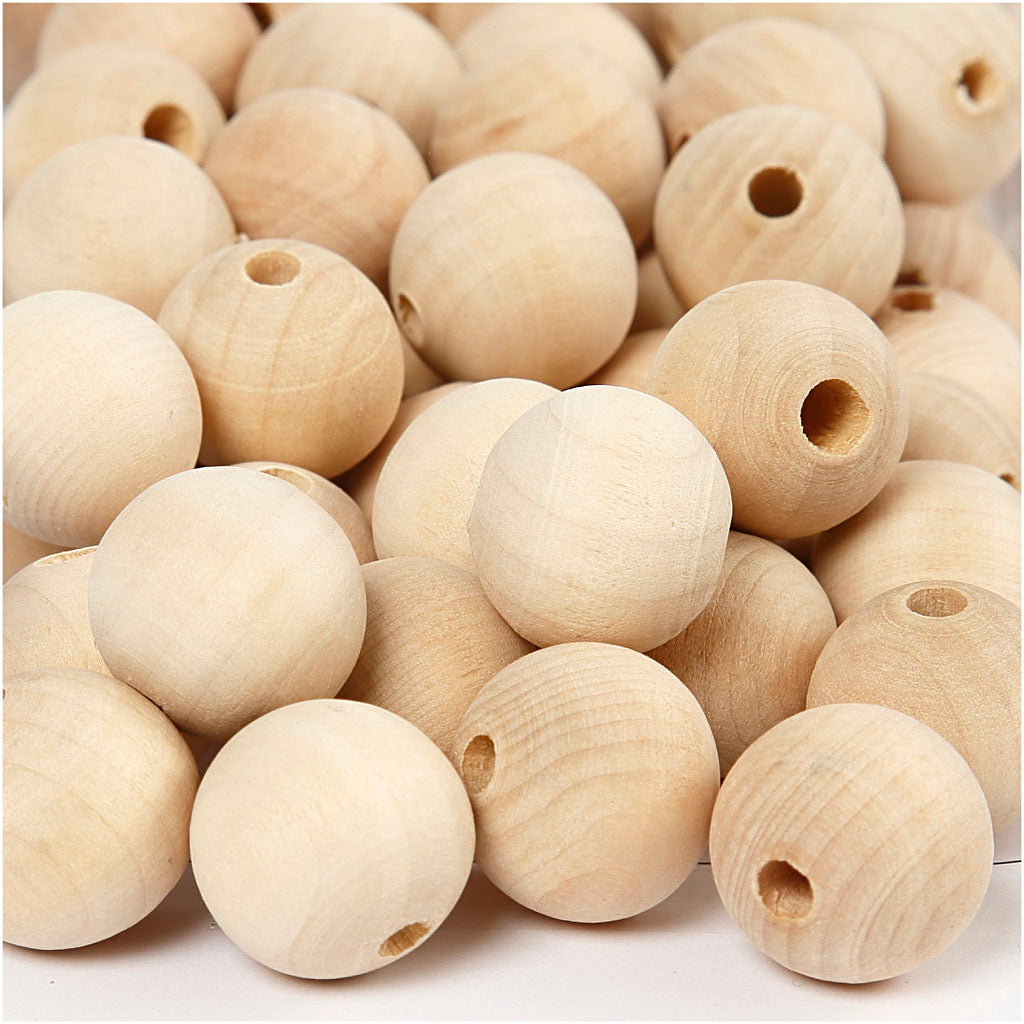 Wooden beads, Ø 2cm, 200 pcs.