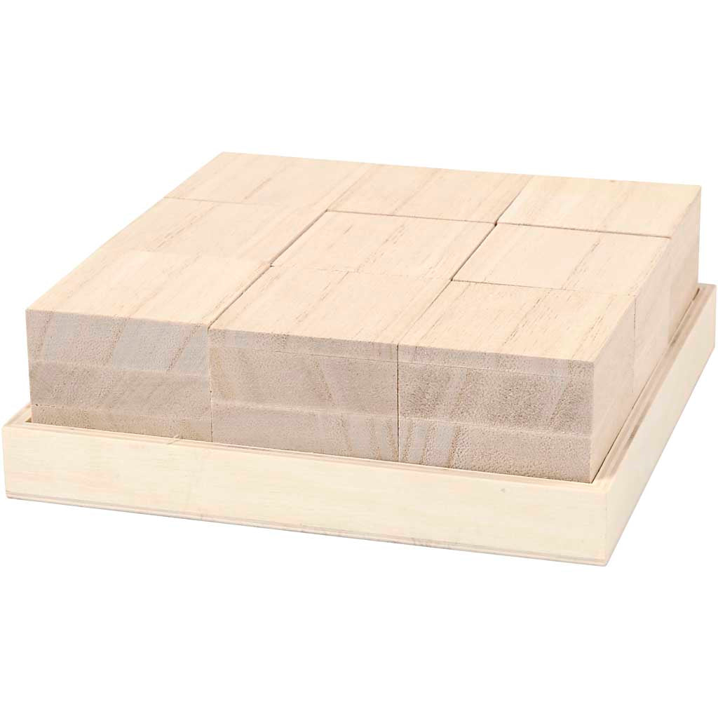 Creativ company houten blokken, afm 4x4x4 cm, 9 stuk 1 doos