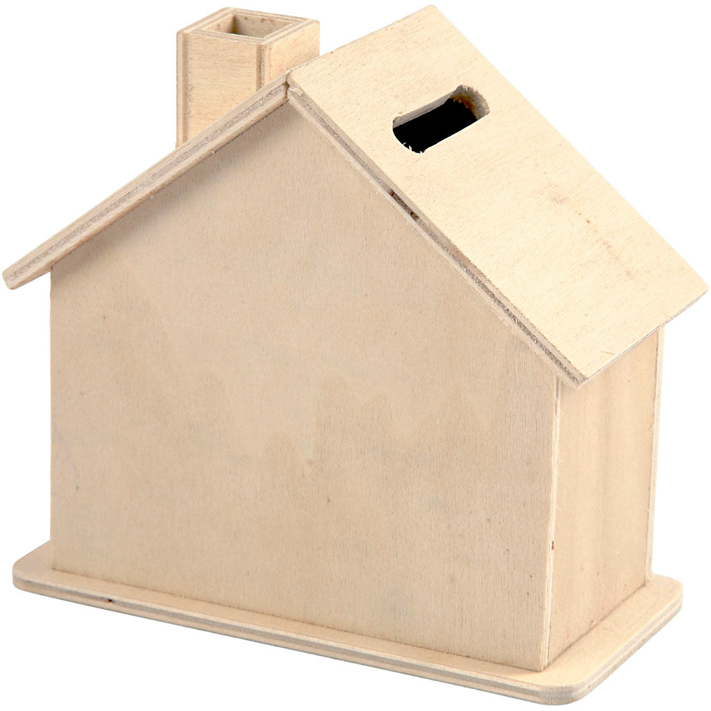 Wooden piggy bank house