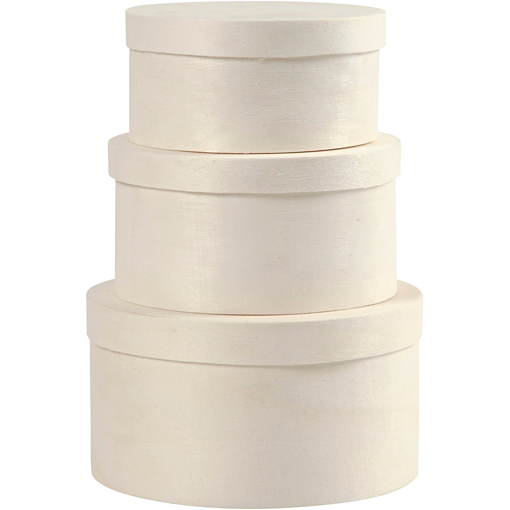 Creativ Company Round Veneer Box, 3er.