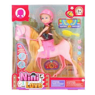 Pop set with horse large 2 assorti