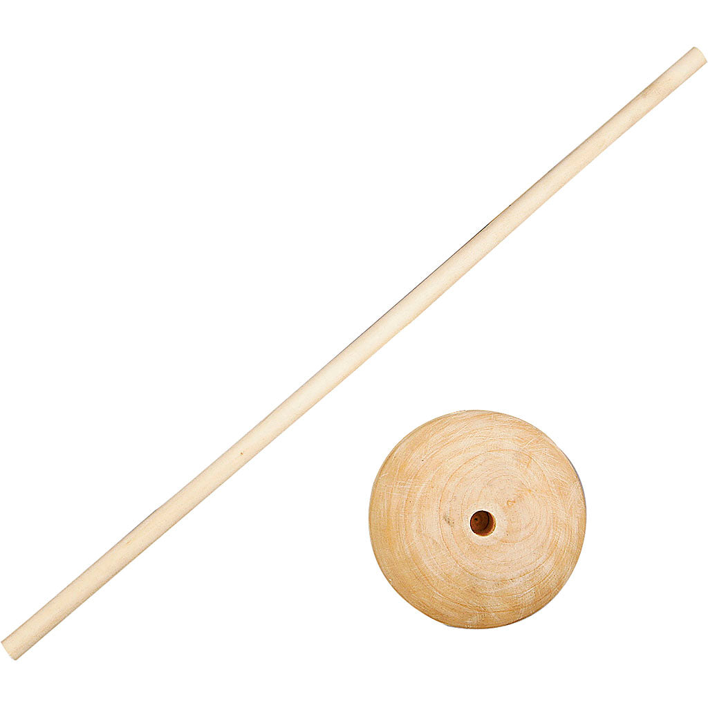 Creativ company stok met voet, h: 30 cm, d 6,5 cm, gatgrootte 8 mm, 5 set 1 doos