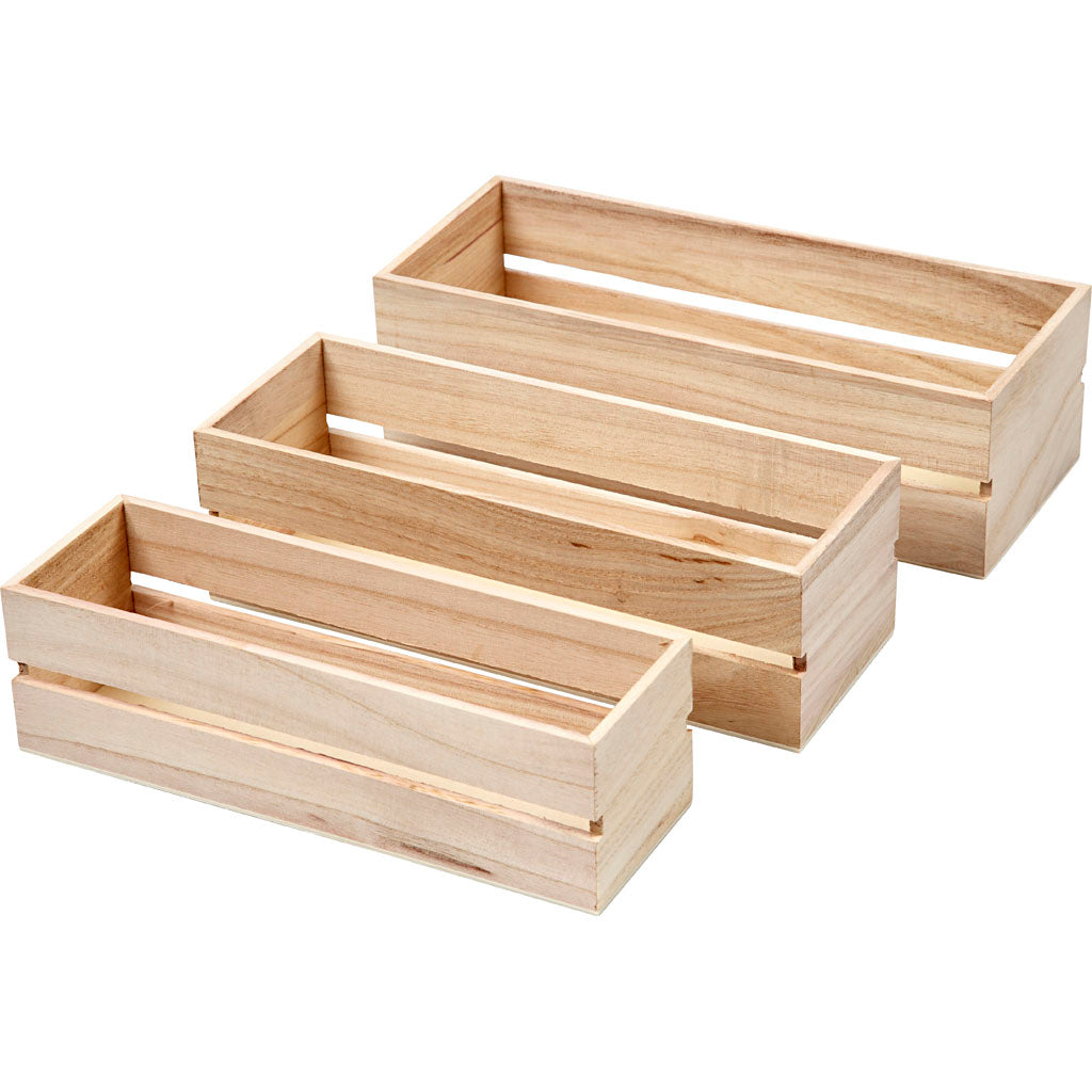 Creativ company fruit crate, h: 6.5+7+7.5 cm, l: 22+23.5+25 cm, w: 7+8.5+10 cm, 3 pieces 1 set