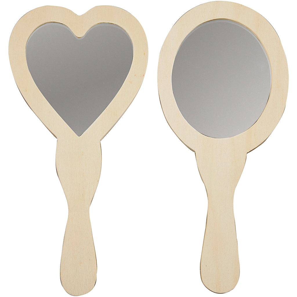 Decorate your wooden hand mirror, 2st. 25cm