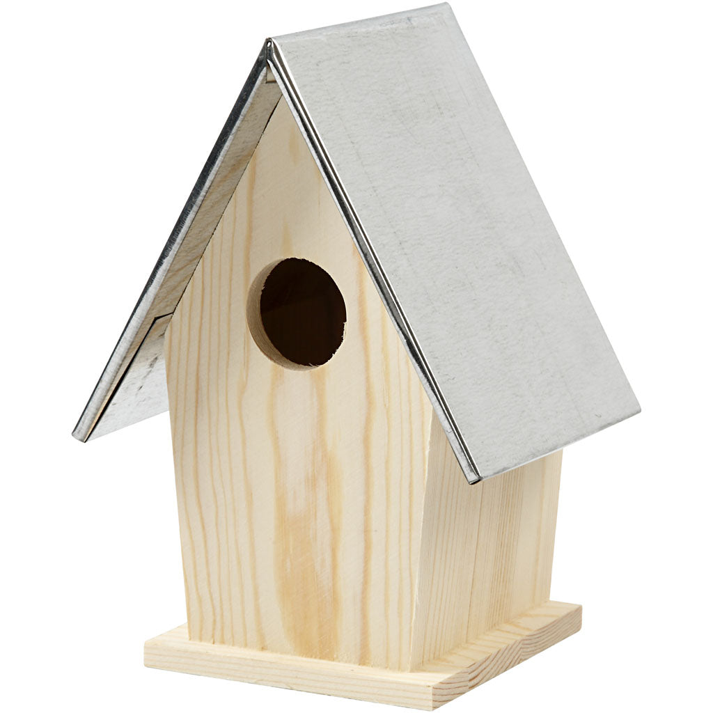 Creativ company birdhouse with zinc roof, size 13.5x11x19 cm, hole size 32 mm, 1 piece