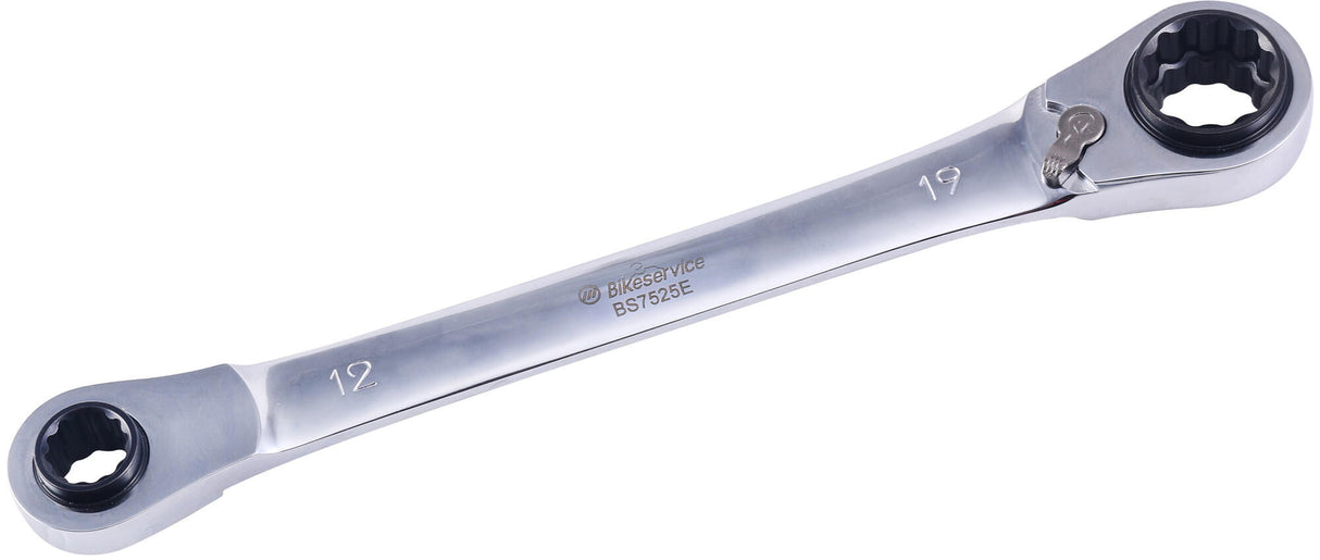 Račňový kľúč na servis bicyklov 4v1 s dvojitým krúžkom 4v1 sw 14 17 18 19 mm