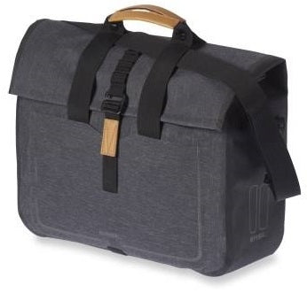 Basil Urban Dry Business Bag - Waterproof bicycle shoulder bag, 20L capacity, Charcoal Melee
