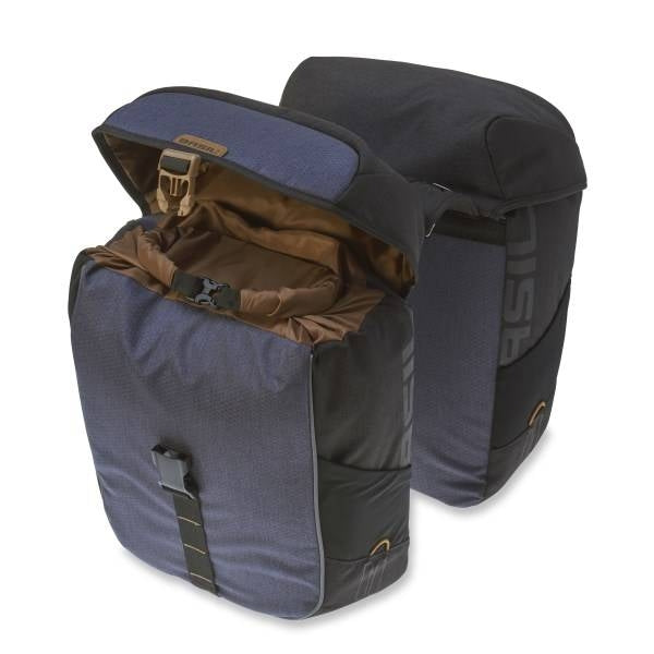 Basil Miles Double Bicycle Bag, Waterproof, Universal Bridge System, 34L, Black Anthracite