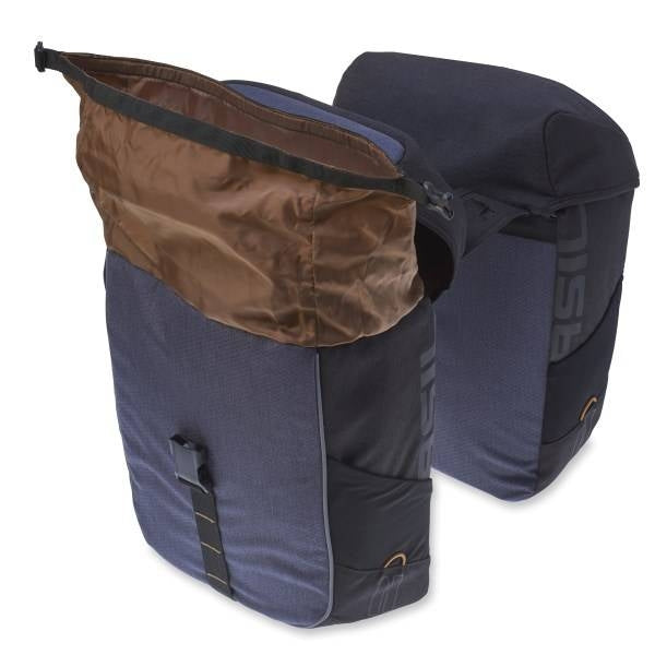Basil Miles Double Bicycle Bag, Waterproof, Universal Bridge System, 34L, Black Anthracite