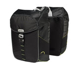 Basil Miles Double Bag - Waterproof Double Bicycle Bag, Unisex, Sporty, Zwart -Limoen