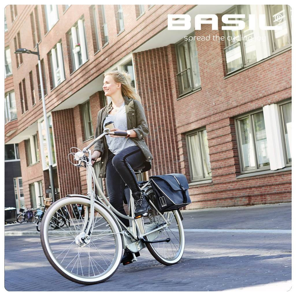 Basil Forte double bicycle bag, water -repellent, navy blue black, 35l