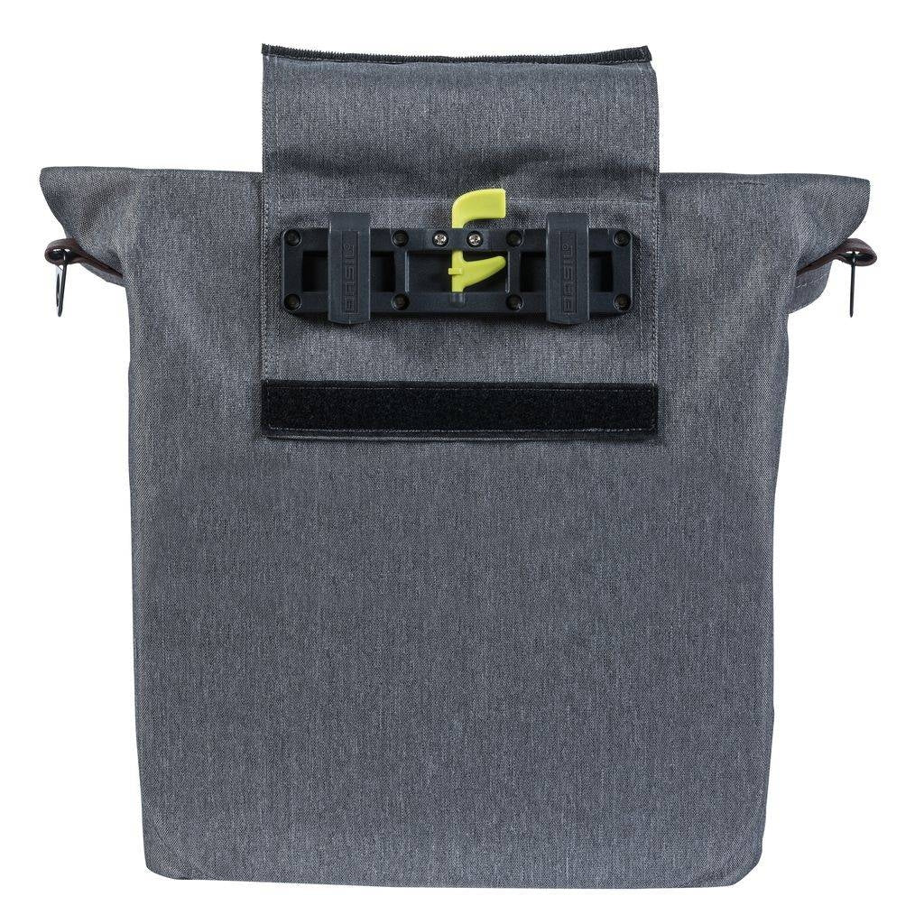 Basil City Shopper - Fietshopper, Gray Melee, 14-16L, Vegan Leder, Water Resainting Folding, Reflection