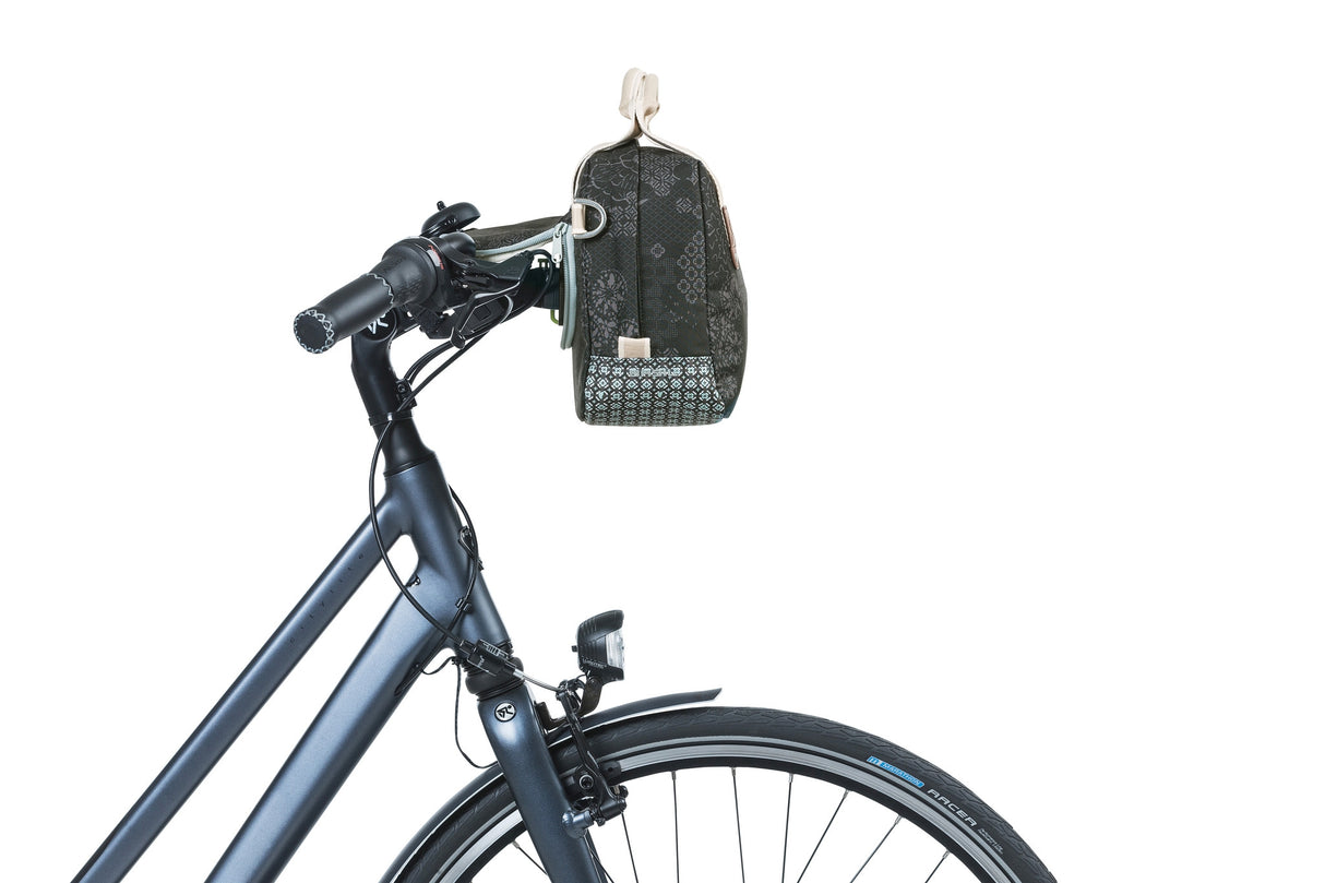 Basil Bohème City Bag - Elegant grøn hånd, skulder og styretaske til kvinder, der er egnet til elektriske cykler og bycykler - sort