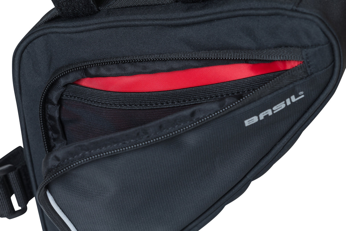 Basilsportdesign Frametas M - Sort cykelpose - 1,7L - Vand -Repellent - Velcro montering