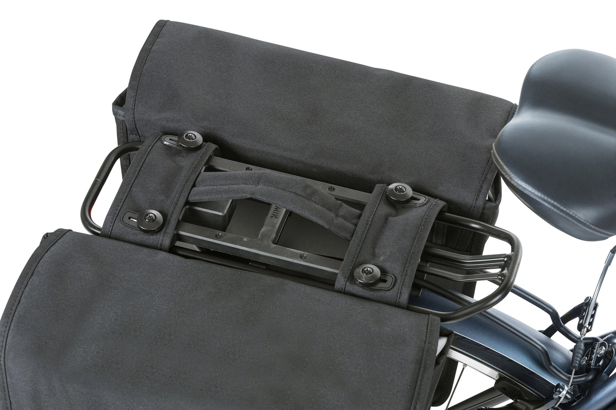 BASIL GO-DOUBLE BAG MIK, double pannier, black, 32L, suitable for MIK system carriers and carrier plates