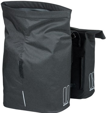 Basil City Double Bicycle Bag - Water -repellent Polyester - Black - Universal Bridge System - 28-32L