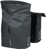 Basil City Double Bicycle Bag - Water -repellent Polyester - Black - Universal Bridge System - 28-32L