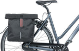 Basil City Double Bicycle Bag - Water -repellent Polyester - Black - Universal Bridge System - 28-32L