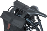 Basil City Double Bicycle Bag - Water -repellent Polyester - Black - Universal Bridge System - 28-32L