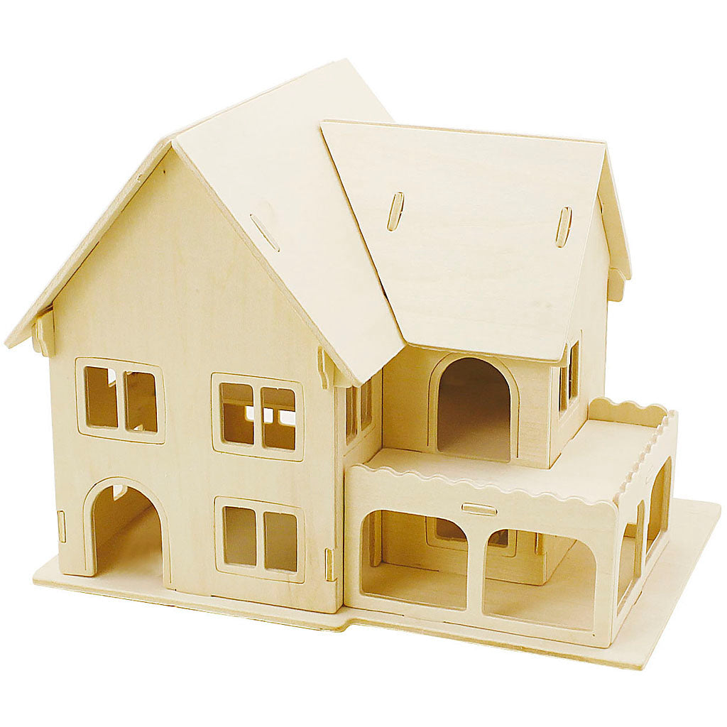 Creativ company 3d wooden construction set, house with veranda, size 22.5x16x17.5, 1 piece