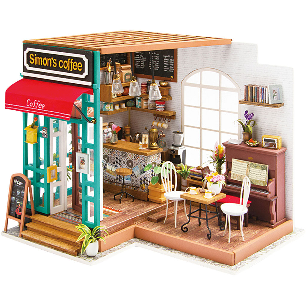 Creativ company diy miniatuur kamer, koffiehoek, h: 19 cm, l: 22,6 cm, b: 19,4 cm, 1 stuk