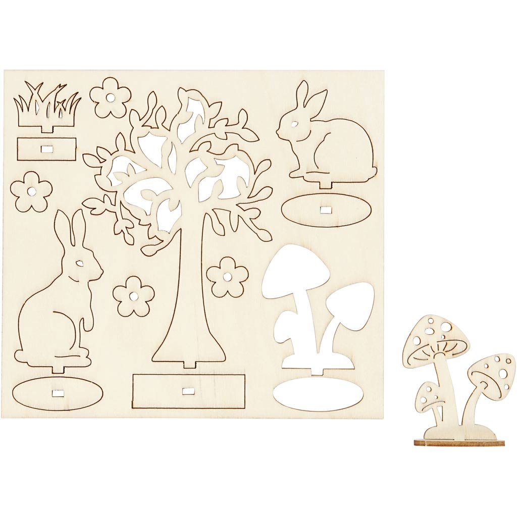 Creativ company diy wooden figures, l: 15.5 cm, w: 17 cm, thickness 3 mm, 1 box