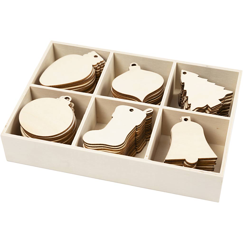 Creativ company kerstdecoratie, h: 5,5-7 cm, b: 4-5 cm, gatgrootte 4 mm, 90 stuk 1 doos