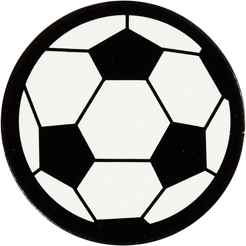 Creative company label, football, d 25 mm, white black, 20 pieces in a box
