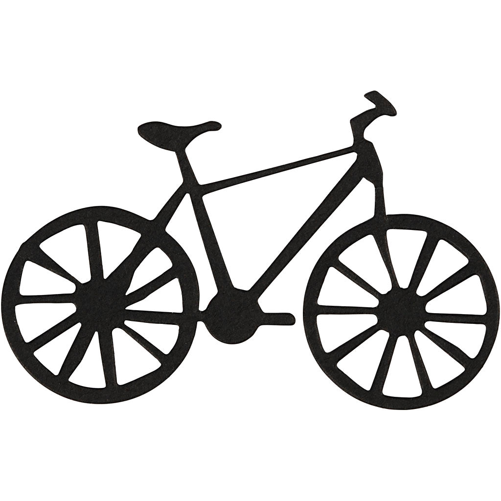 Creative company label, bicycle, size 77x48 mm, black, 10 pieces in a box