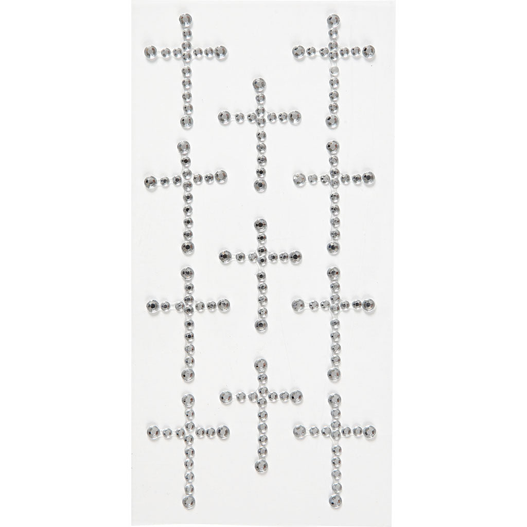 Creativ company rhinestones, size 35x25 mm, silver, 11 pieces in a box