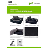 Sun Garden Luxury Dog Basket Lucky + Cushion 80x70x20cm Gray