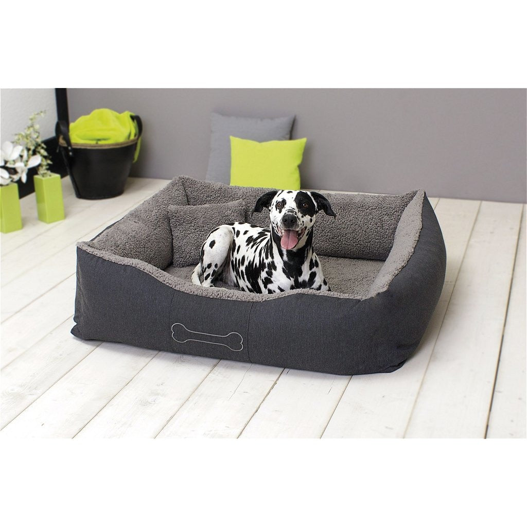 Sun Garden Luxury Dog Basket Lucky + Cushion 80x70x20cm Gray