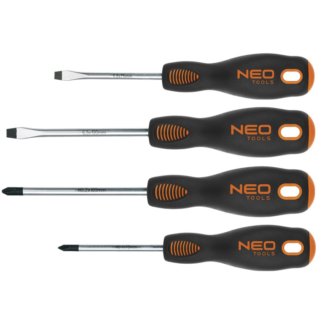 SET des tournevis Neo Tools 4DLG CRMO ACTEUR