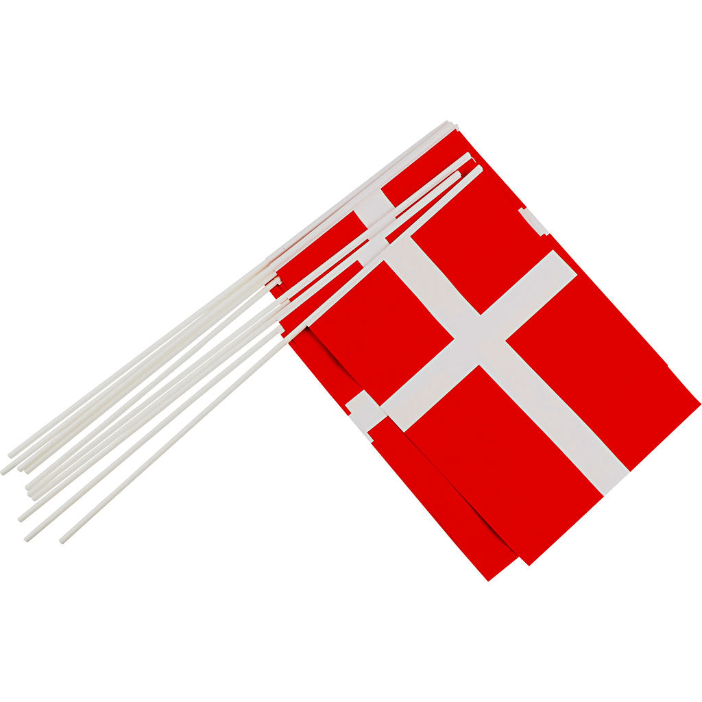 Flags, l: 50 cm, size 20x27 cm, 10 pieces in 1 box, Denmark