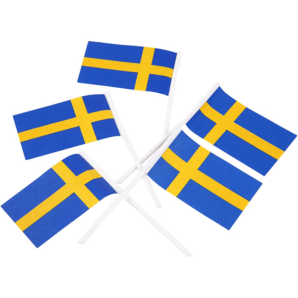 Snack flag cocktail stick, size 30x50 mm, 100 pieces 1 box, Sweden