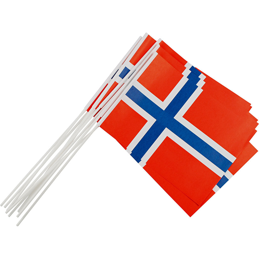 Flags, size 20x25 cm, 10 pieces in 1 box, Norway