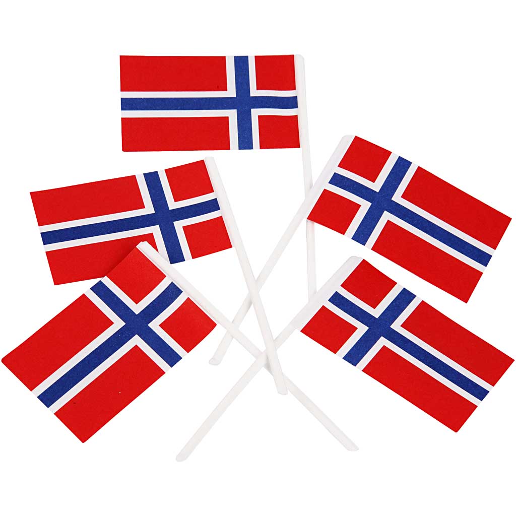 Snack flag cocktail stick, size 30x50 mm, 100 pieces 1 box, Norway