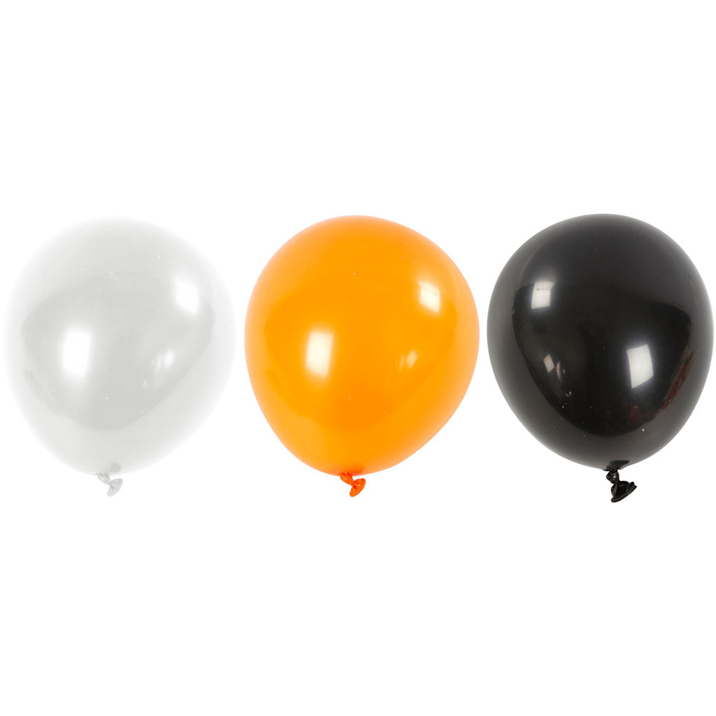 Creativ company ballonnen, rond, d 23-26 cm, zwart, oranje, wit, 10 stuk 1 doos