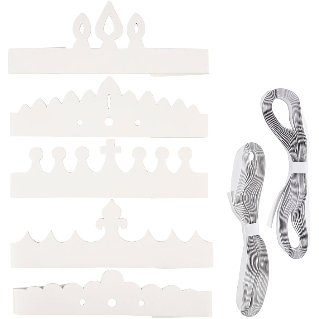 Creativ company kronen, h: 10-16,5 cm, l: 60 cm, 230 gr, wit, 50 stuk 1 doos