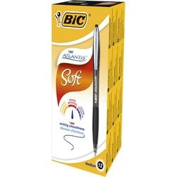 peann gránbhiorach atlantis bic 0.4 mm dubh 12 phíosa