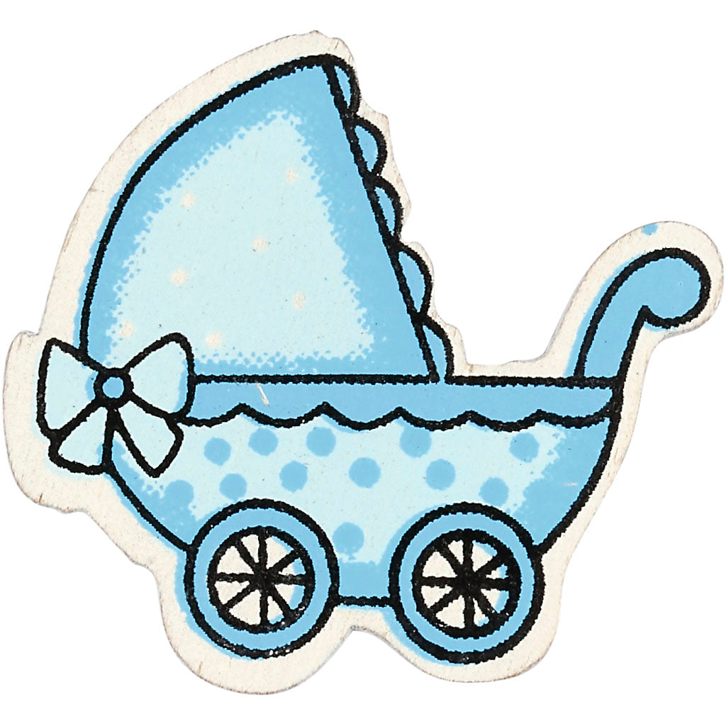 Creativ company kinderwagen, afm 34x31 mm, dikte 1,7 mm, lichtblauw, 10 stuk 1 doos