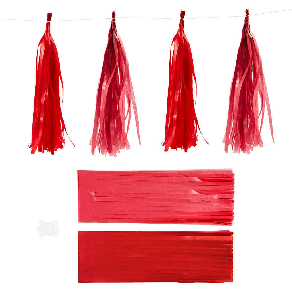 Creativ company tassels, size 12x35 cm, 14 gr, wine red, 12 pieces 1 box