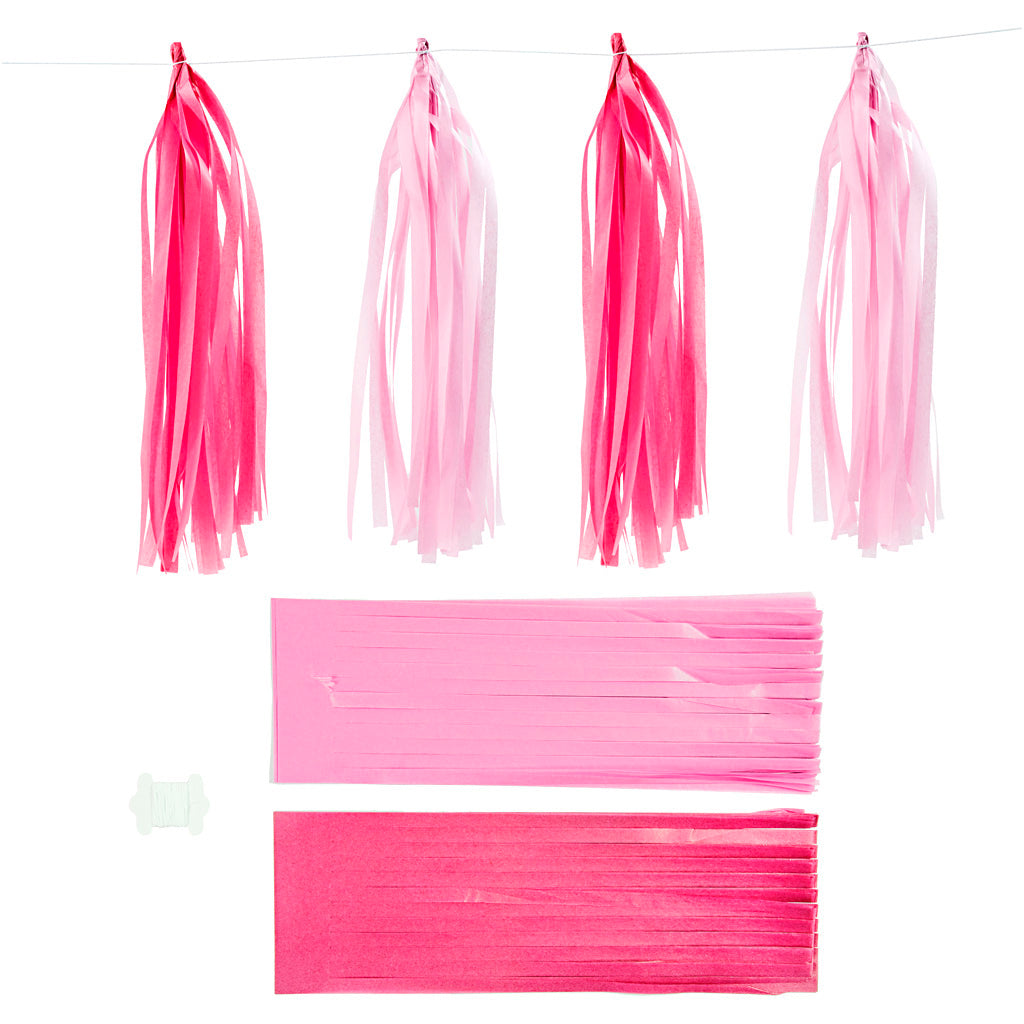 Creativ company tassels, size 12x35 cm, pink, light red, 12 pieces 1 box
