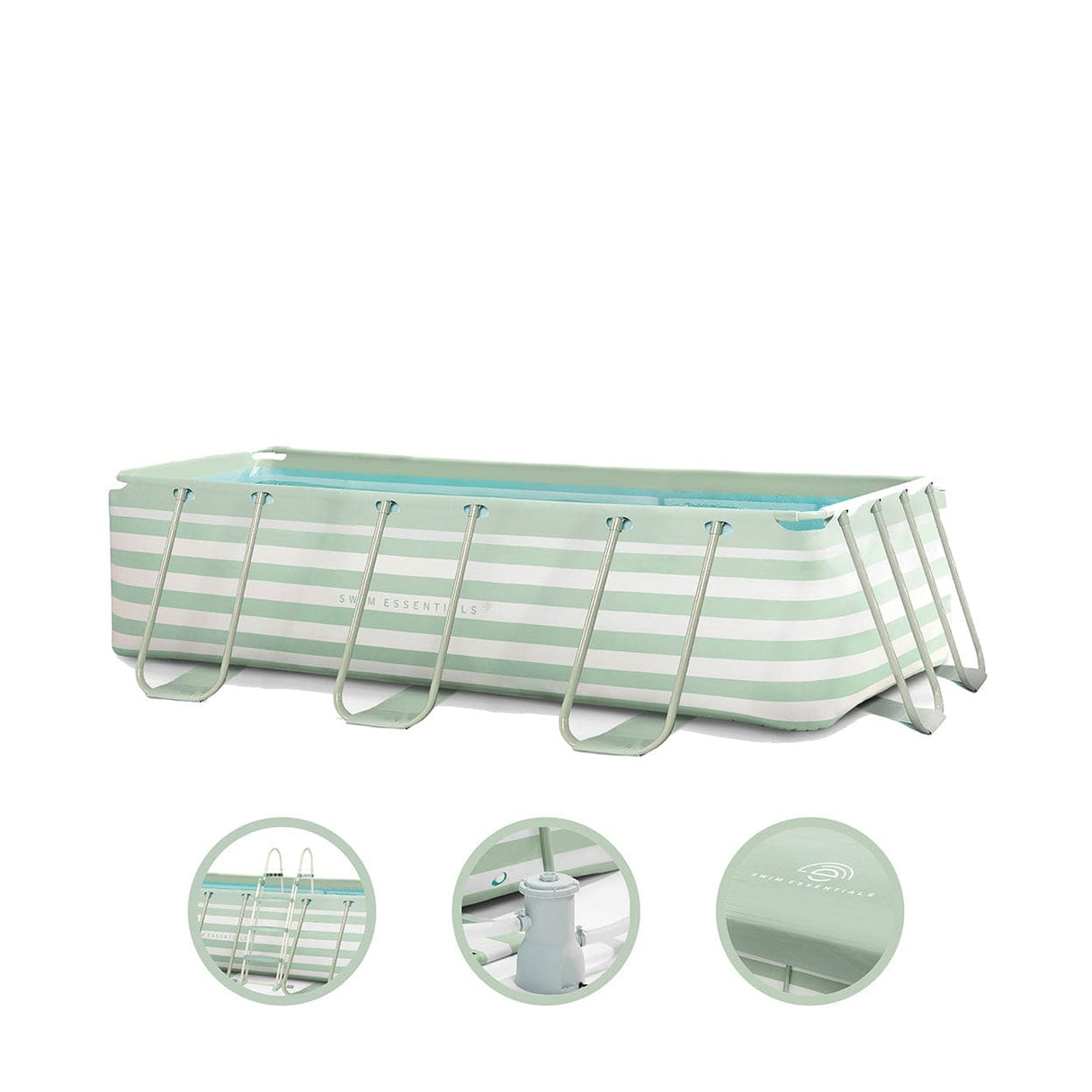Essence | green and white above-ground pool 400x200x100 cm incl. accessories