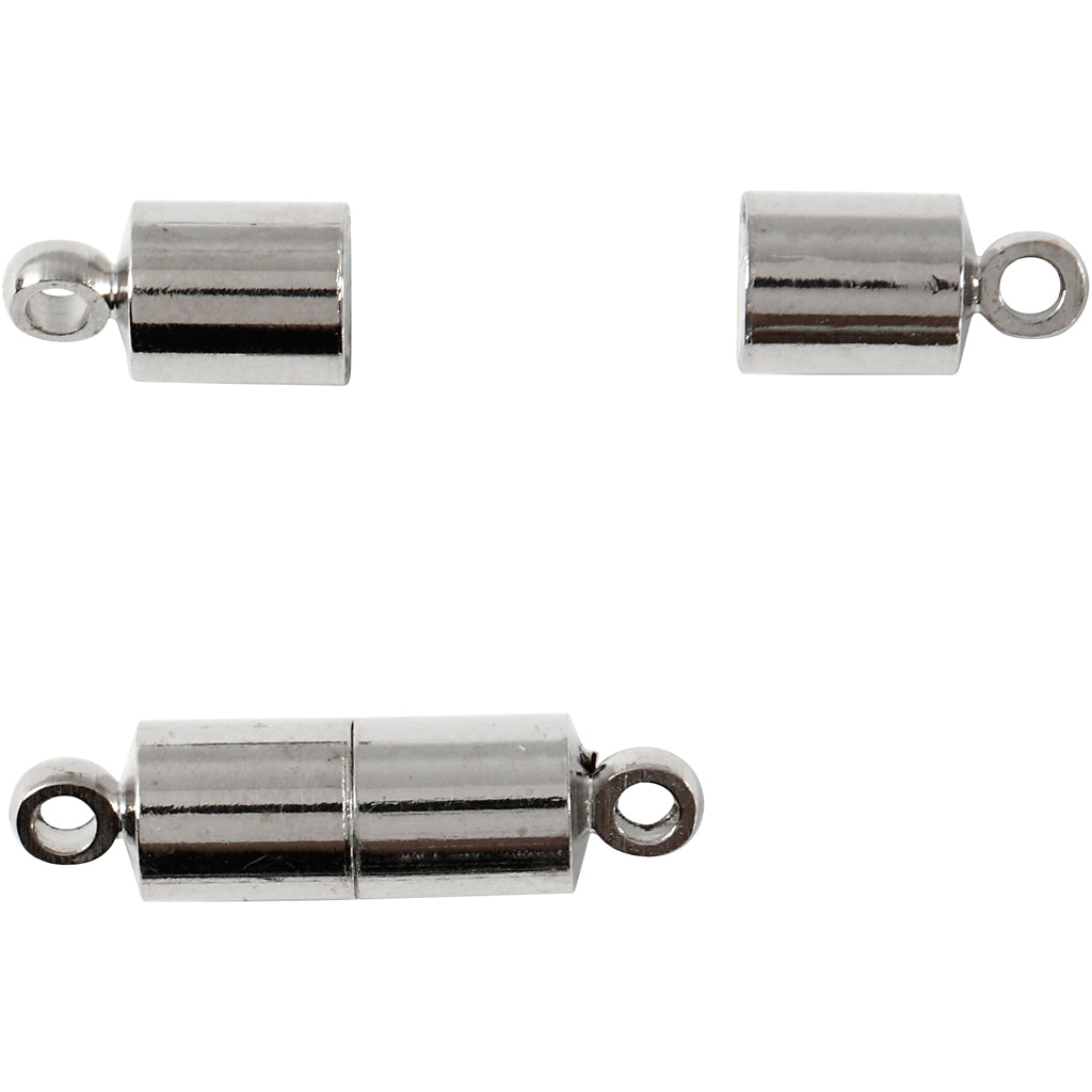 Creativ company magnetic closure with eyes, length 15 mm, depth 5 mm, silver-plated, 10 pieces in a box