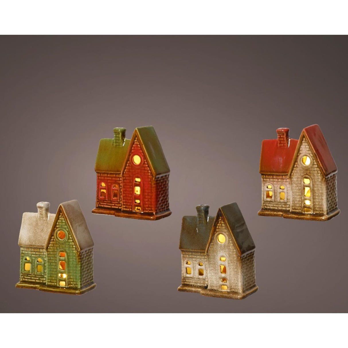Lumineo house ceramic with LED 10.5x5.8x12cm