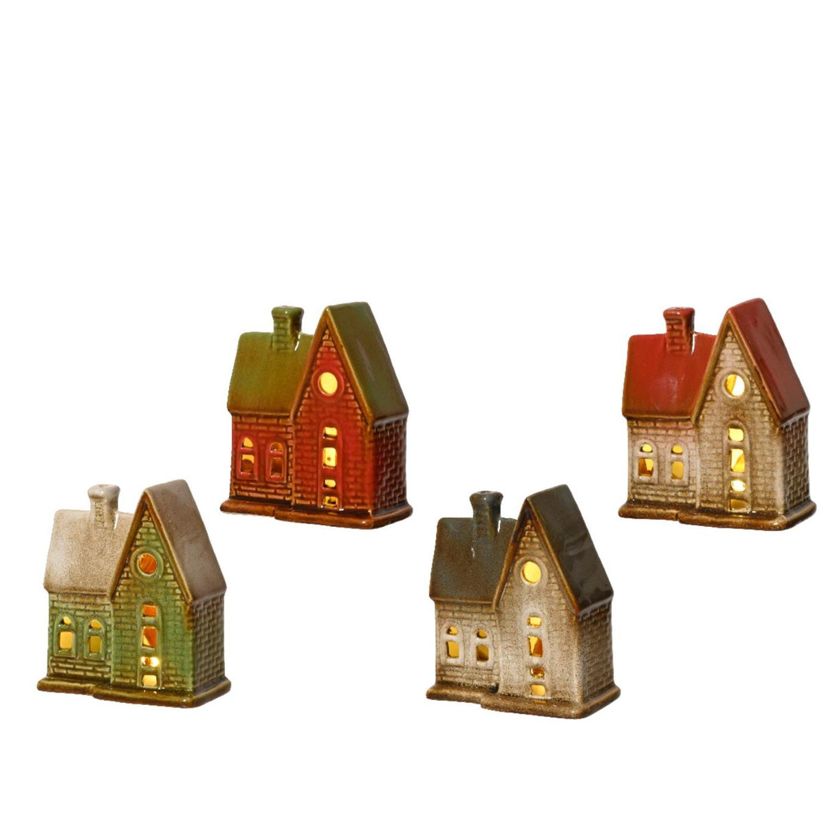 Lumineo house ceramic with LED 10.5x5.8x12cm