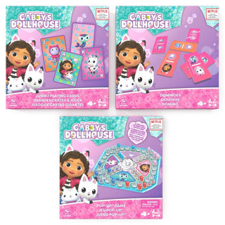 Spinmaster Gabby's Dollhouse Popup game, Card game, Domino's - Child's Game